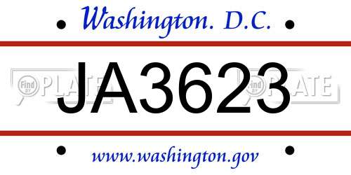 JA3623 District Of Columbia License Plate