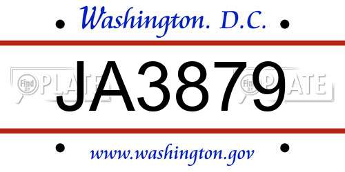 JA3879 District Of Columbia License Plate