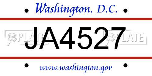 JA4527 District Of Columbia License Plate