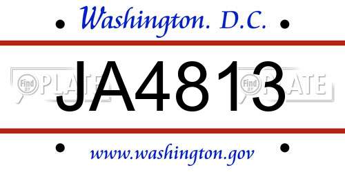 JA4813 District Of Columbia License Plate