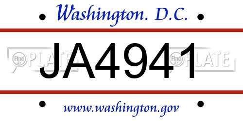 JA4941 District Of Columbia License Plate