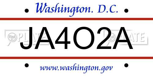 JA4O2A District Of Columbia License Plate
