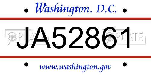JA52861 District Of Columbia License Plate