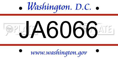 JA6066 District Of Columbia License Plate