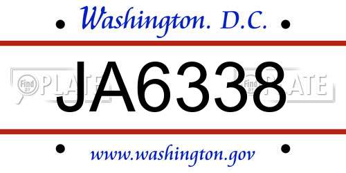 JA6338 District Of Columbia License Plate