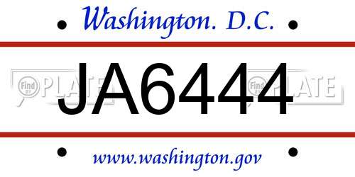 JA6444 District Of Columbia License Plate