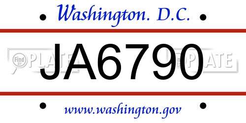 JA6790 District Of Columbia License Plate