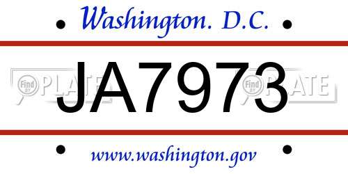 JA7973 District Of Columbia License Plate