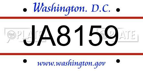 JA8159 District Of Columbia License Plate
