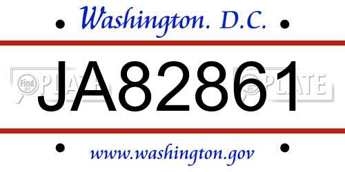JA82861 District Of Columbia License Plate