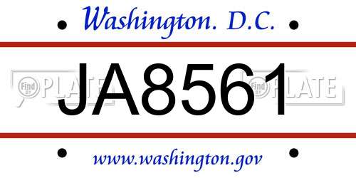 JA8561 District Of Columbia License Plate