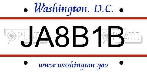 JA8B1B District Of Columbia License Plate