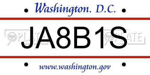 JA8B1S District Of Columbia License Plate