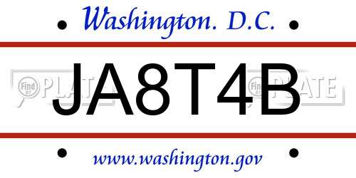 JA8T4B District Of Columbia License Plate