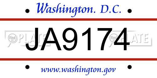 JA9174 District Of Columbia License Plate