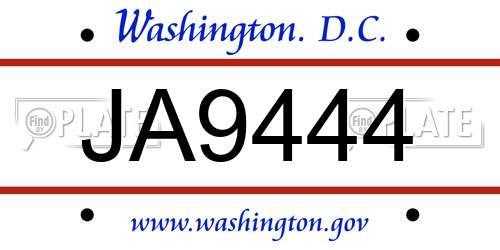 JA9444 District Of Columbia License Plate
