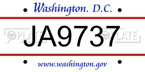 JA9737 District Of Columbia License Plate