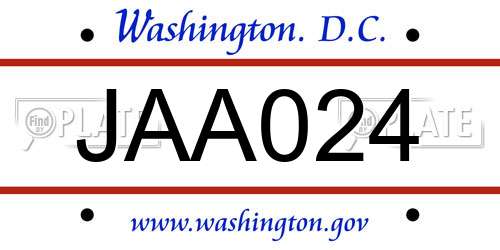 JAA024 District Of Columbia License Plate