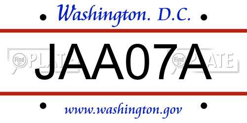 JAA07A District Of Columbia License Plate