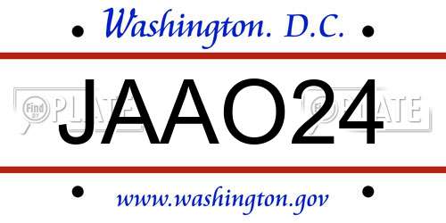 JAAO24 District Of Columbia License Plate