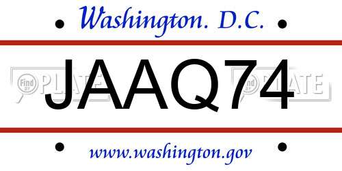 JAAQ74 District Of Columbia License Plate