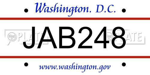 JAB248 District Of Columbia License Plate