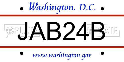 JAB24B District Of Columbia License Plate