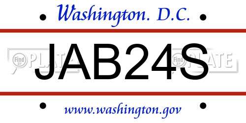 JAB24S District Of Columbia License Plate