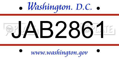JAB2861 District Of Columbia License Plate