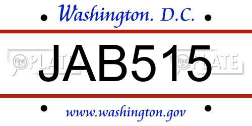 JAB515 District Of Columbia License Plate