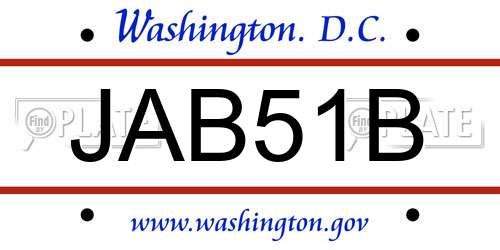 JAB51B District Of Columbia License Plate
