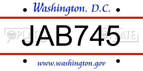 JAB745 District Of Columbia License Plate