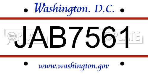 JAB7561 District Of Columbia License Plate