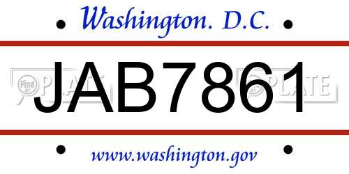 JAB7861 District Of Columbia License Plate