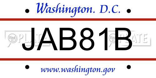JAB81B District Of Columbia License Plate