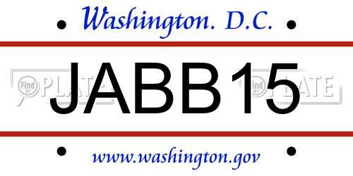 JABB15 District Of Columbia License Plate