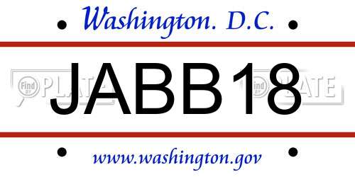 JABB18 District Of Columbia License Plate