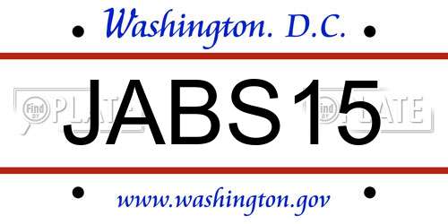 JABS15 District Of Columbia License Plate