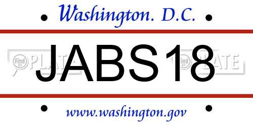 JABS18 District Of Columbia License Plate