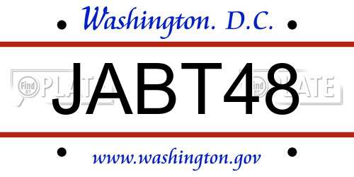JABT48 District Of Columbia License Plate
