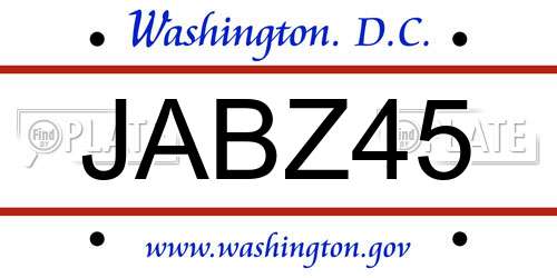 JABZ45 District Of Columbia License Plate