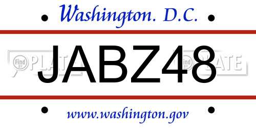 JABZ48 District Of Columbia License Plate