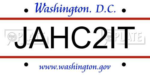 JAHC2IT District Of Columbia License Plate