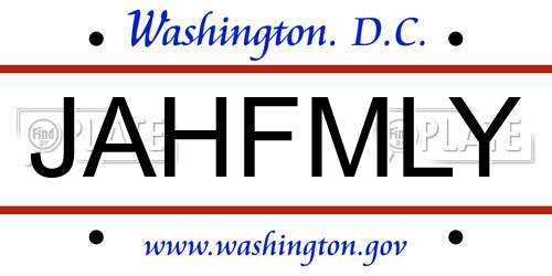 JAHFMLY District Of Columbia License Plate
