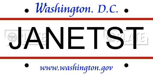 JANETST District Of Columbia License Plate