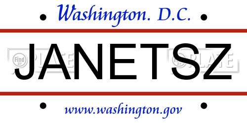 JANETSZ District Of Columbia License Plate