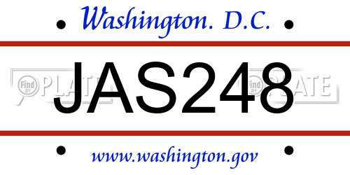 JAS248 District Of Columbia License Plate