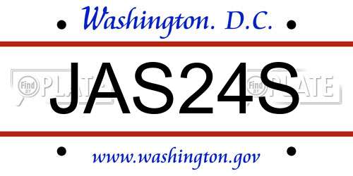 JAS24S District Of Columbia License Plate