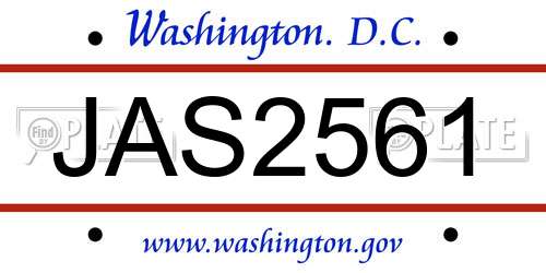 JAS2561 District Of Columbia License Plate