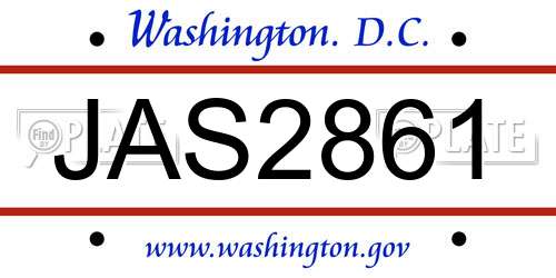 JAS2861 District Of Columbia License Plate